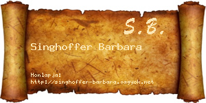 Singhoffer Barbara névjegykártya